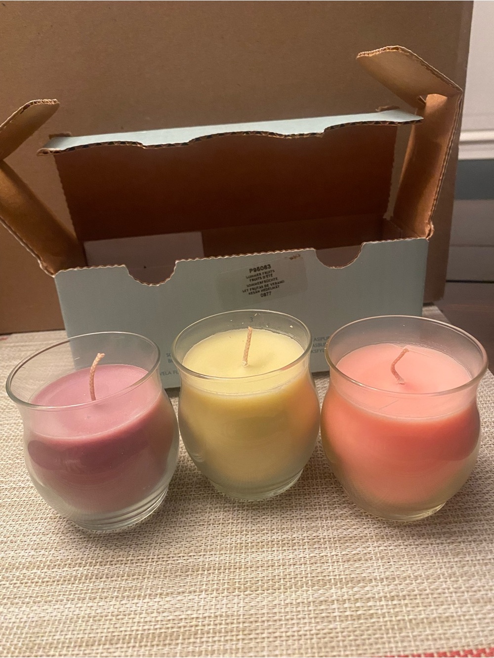 NIB PartyLite Mini Jar Candles Set SUMMER FRUITS Blackberry Pineapple Kumquat - Picture 1 of 5